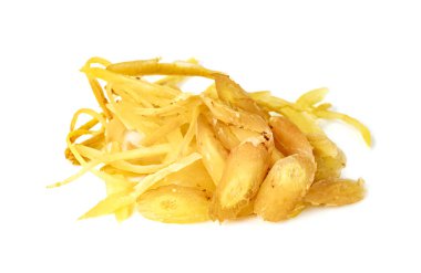 Parmak kökü ya da Çinlinin zencefili beyaz arka planda izole edilmiş.