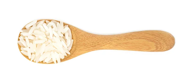 Thai Jasmine Rice Wooden Spoon Isolated White Background — Stock Photo, Image