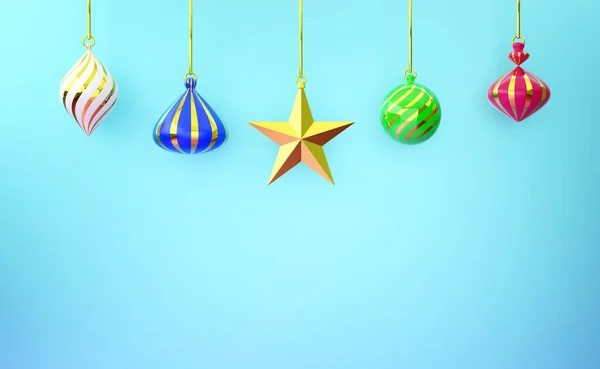 Christmas Ornaments Blue Composition Display Minimalist Mockup Concept Christmas Festive — Stock Photo, Image
