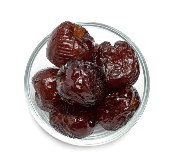 Chinesisches Dattel Oder Jujube Oder Affe Apfel Sirup Mit Glasschale — Stockfoto