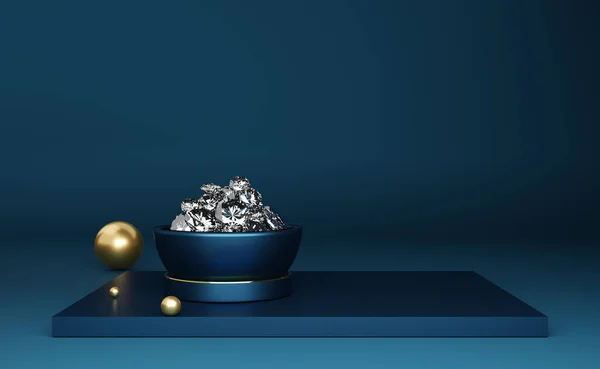 스테이지 디스플레이와 미니멀리즘 케이스 콘셉트 일러스트 렌더링을 구성에 다이아몬드와 기하학적 — 스톡 사진