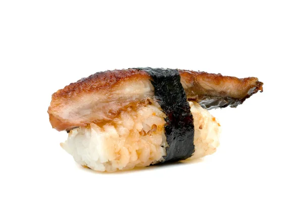 Sushi Unagi Anguila Nigiri Aislado Sobre Fondo Blanco — Foto de Stock