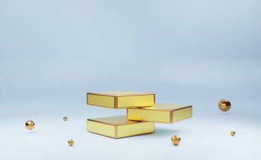 Modern sahne görüntüsü ve minimalist modelleme için gri kompozisyonda podyum boş, soyut arkaplan, 3d görünüm veya 3d canlandırma