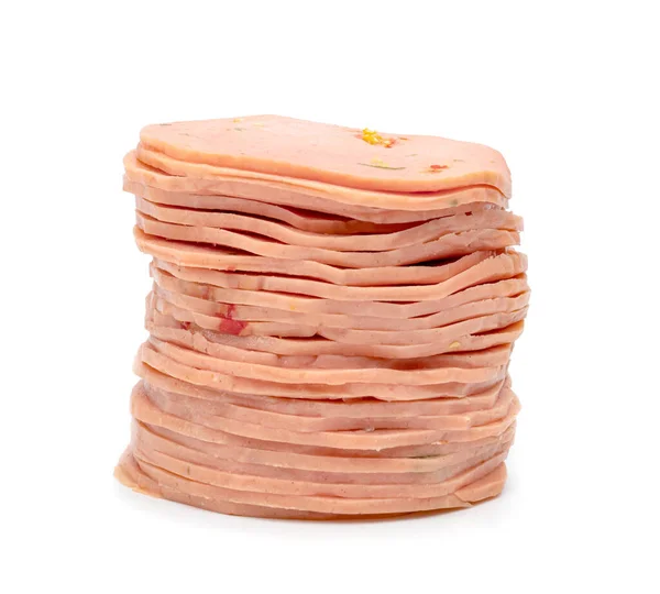 Bologna Sliced Isolated White Background — Stock Photo, Image