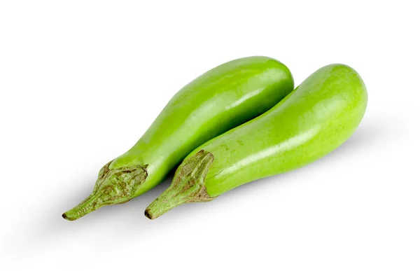 Groene Aubergine Geïsoleerd Witte Achtergrond Inclusief Knippad — Stockfoto