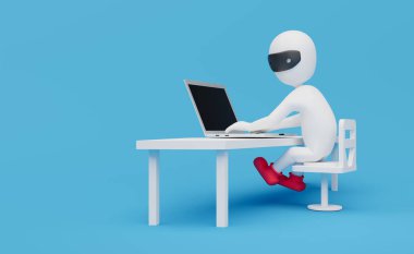 Çubuk adam gizli verileri çalıyor Konsept, 3d illüstrasyon veya 3d canlandırma