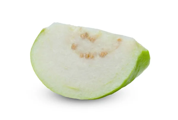 Grön Guava Frukt Skiva Isolerad Vit Bakgrund — Stockfoto