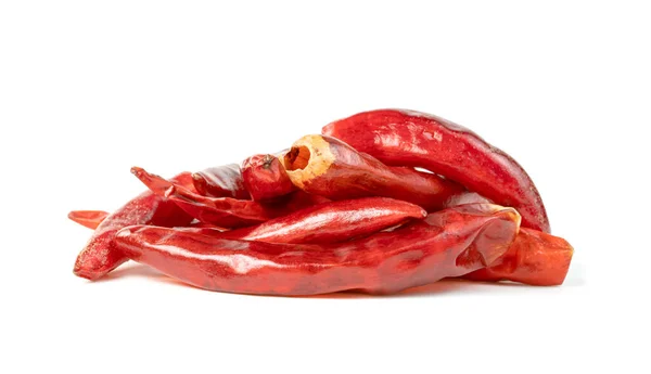 Peperoncino Rosso Macinato Peperoncino Secco Isolato Fondo Bianco — Foto Stock