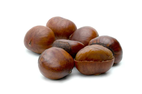 Peeled Roasted Chestnut Isolated White Background — Stock Photo, Image