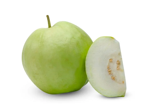 Fetta Frutta Guava Verde Isolata Sfondo Bianco Includere Percorso Ritaglio — Foto Stock