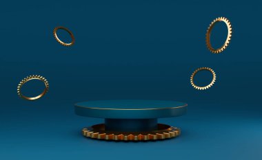 silindir podyum boş ve modern sahne görüntüsü ve minimalist modelleme için geometrik şekilli teçhizat, soyut gösteri arka planı, Konsept 3d illüstrasyon veya 3d canlandırma