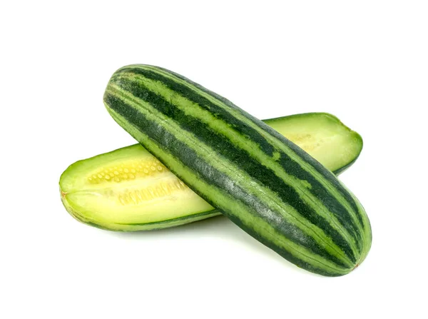 Gurkenscheiben Oder Cucumis Melo Isoliert Auf Weißem Hintergrund — Stockfoto