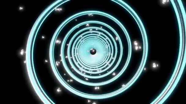 Círculo Rotativo Centro Uma Bola Partículas Brilhantes Formação Tecnologia Abstrata — Vídeo de Stock