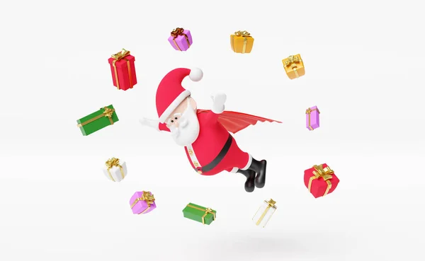 Santa Claus Κουτί Δώρου Που Απομονώνονται Λευκό Φόντο Website Αφίσα — Φωτογραφία Αρχείου
