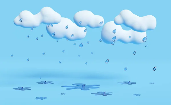 Moln Och Regn Med Vatten Stänk Regnperioden Isolerad Blå Himmel — Stockfoto