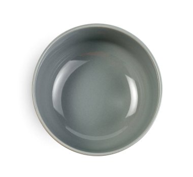 Beyaz arkaplanda izole edilmiş gri kase, üst görünüm, kırpma yolunu içerir