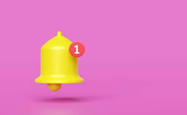 Pictogram Gele Melding Bel Nieuwe Kennisgeving Geïsoleerd Roze Achtergrond Concept — Stockfoto