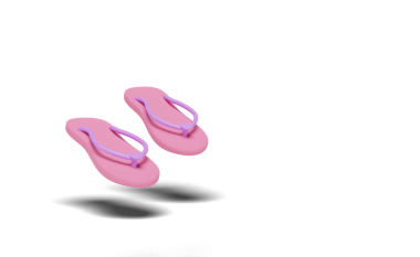 3D pembe plaj sandaletleri ya da ev terlikleri, parmak arası terlikler.