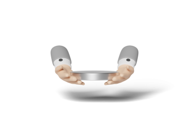 3D işadamı gümüş silindir sahne podyumunu elinde tutuyor