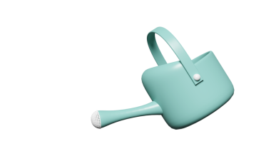 3D yeşil sulama asgari düzeyde izole edilebilir. Bahçe aletleri karikatürü, tarım sulama araçları konsepti, 3D resimleme