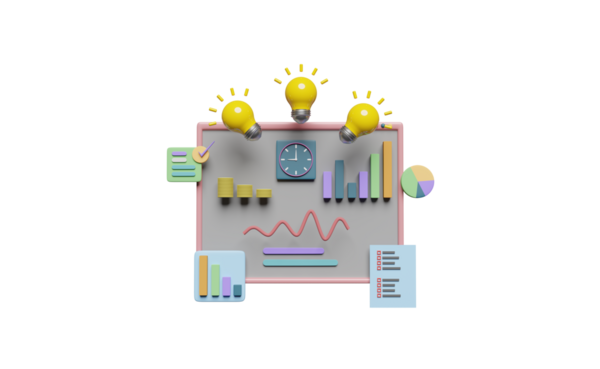 Sarı ampullü 3D grafikler, analiz işi