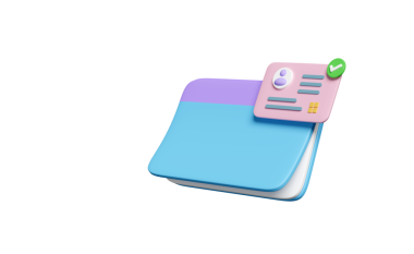 Kimlik belgesi olan bir banka hesabı aç, hesap cüzdanı izole olsun. 3d resimleme