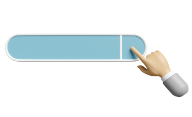 Çizgi film parmağı ve el işadamı izole edilmiş. en küçük web arama motoru veya web tarama konsepti, 3d görüntüleme