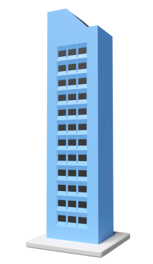 Gökdelen binası simgesi izole edildi. 3d resimleme