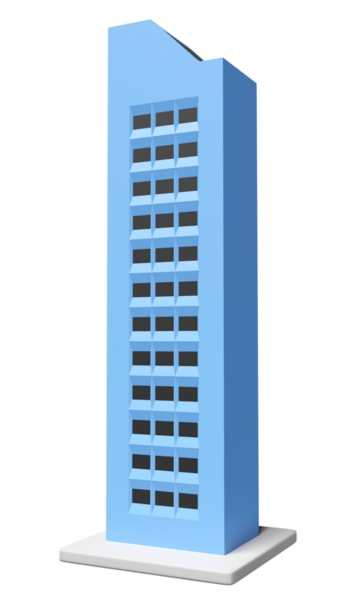 Gökdelen binası simgesi izole edildi. 3d resimleme