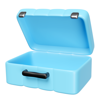 3d blue open suitcase empty isolated.