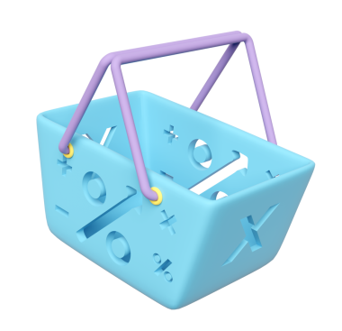 Boş mavi alışveriş arabaları ya da sepeti izole edilmiş. 3d illüstrasyon oluşturucu