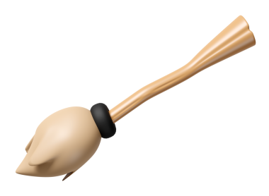 Cadılar bayramı partisinde cadı değneğiyle izole edilmiş. 3d resimleme