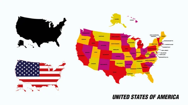 Stati Uniti America Mappa Vettoriale Illustrazione Con Sfondo Bianco — Vettoriale Stock