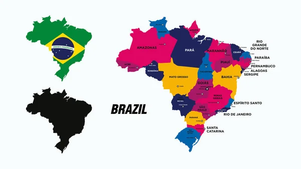 Brazil Map Vector Illustration White Background — Stock Vector