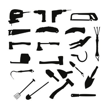 beyaz arkaplan ile ev ekipmanı siluet seti