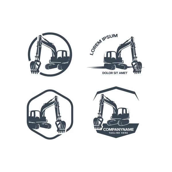 Graafmachine Logo Set Ontwerp Sjabloon Met Witte Achtergrond — Stockvector