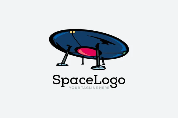Spacecraft Logo Blue Suitable Astronomy Logo — Stock Vector