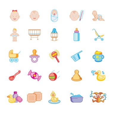 Bebek Emaneti Koleksiyonu Simge Vektörü Ayarları