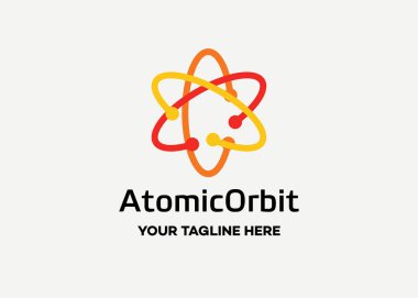 Atomik yörünge logo tasarım şablonu beyaz arkaplan