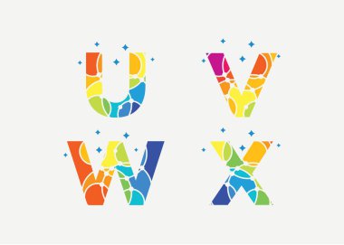 U, V, W, X İlk Logo Şablon Tasarım Vektörü, Amblem, Tasarım Konsepti, Yaratıcı Sembol, Beyaz arkaplan Simgesi