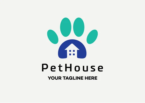 Pet House Logo Modello Design Con Sfondo Bianco — Vettoriale Stock