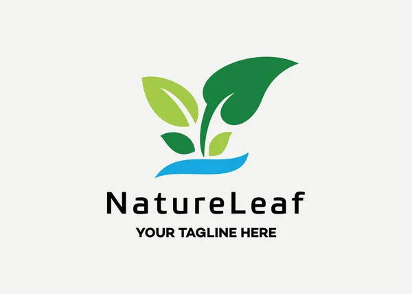 Beyaz Arkaplanlı Doğa Yaprağı Logo Tasarımı Şablonu — Stok Vektör