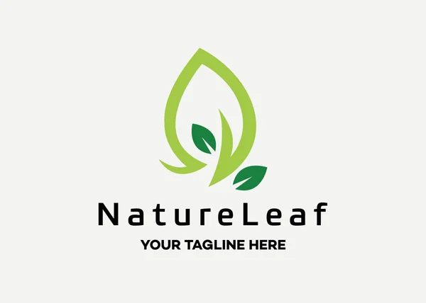 Beyaz Arkaplanlı Doğa Yaprağı Logo Tasarımı Şablonu — Stok Vektör