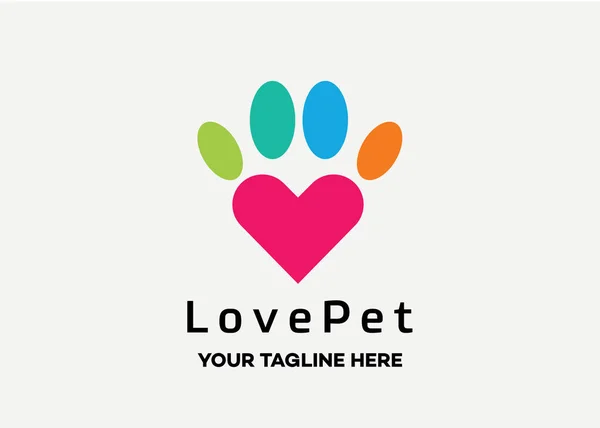 Amore Pet Logo Modello Design Con Sfondo Bianco — Vettoriale Stock