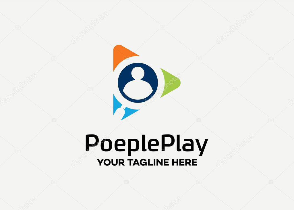 people play logo design template with white background