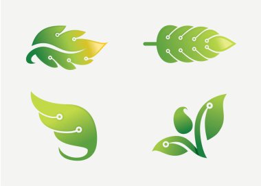 soyut yeşil yaprak logosu beyaz arkaplanlı tasarım şablonu