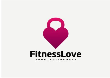 Fitness Love Logo Tasarım Şablonu beyaz arkaplan