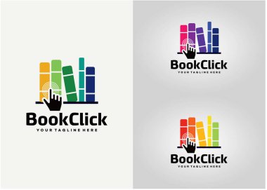 Kitap Tıklama Logo Tasarım Şablonu beyaz arkaplan