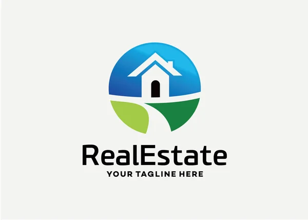 Immobilien Logo Design Template Mit Weißem Hintergrund — Stockvektor