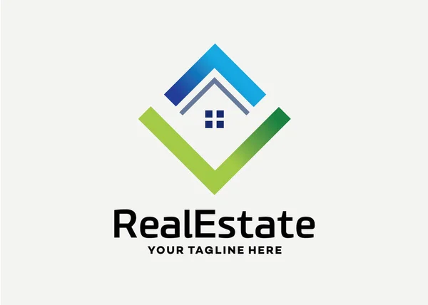 Real Estate Building Logo Design Template White Background — Stock Vector